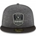 Men's Oakland Raiders New Era Heather Gray/Heather Black 2018 NFL Sideline Road Black 59FIFTY Fitted Hat 3058440